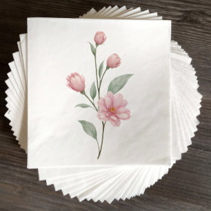 Elegant Floral Pink Sage Spring Garden Wedding Napkins