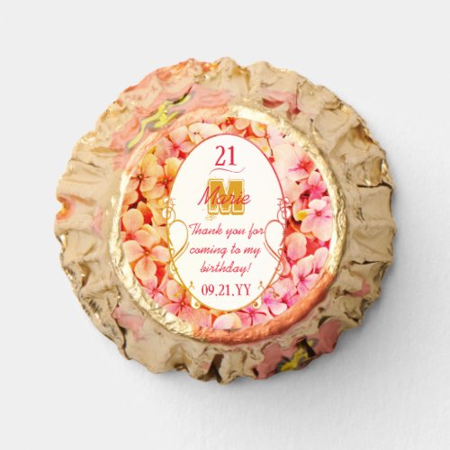 Elegant Floral Pink Thank You 21st Birthday Party Reeses Peanut Butter Cups