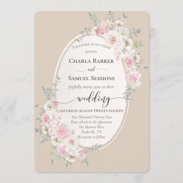 Elegant Floral Pink Watercolor Roses & Peonies  Pr Program (Front)