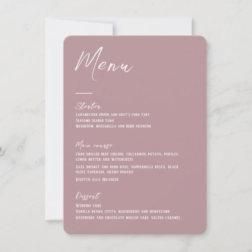 Elegant floral pink Wedding Menu card