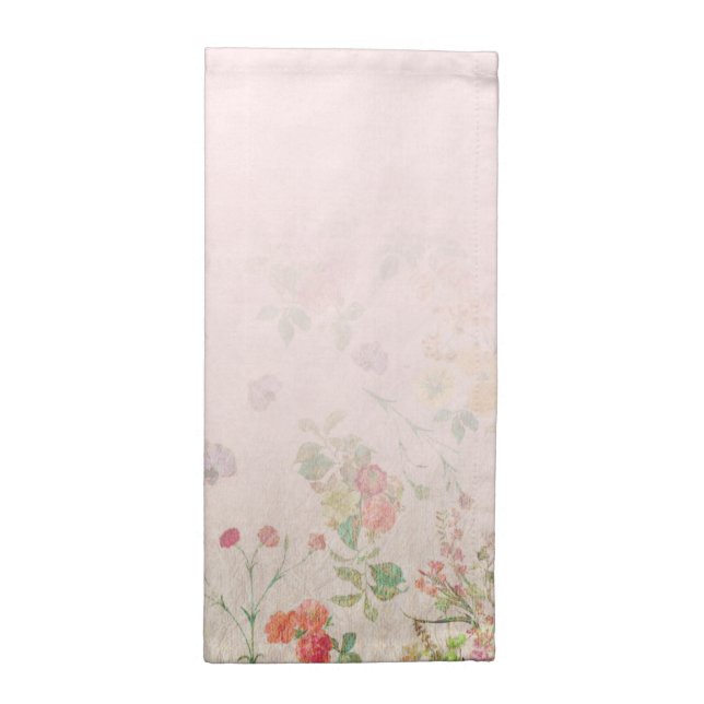 Elegant Floral Pink Wedding Reception Cloth Napkin (Half Fold)