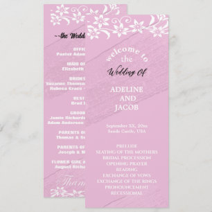 Elegant floral Pink & white Wedding program