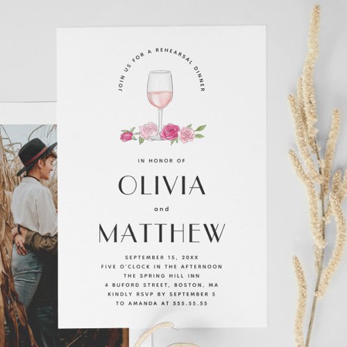 Elegant floral pink wine wedding rehearsal dinner