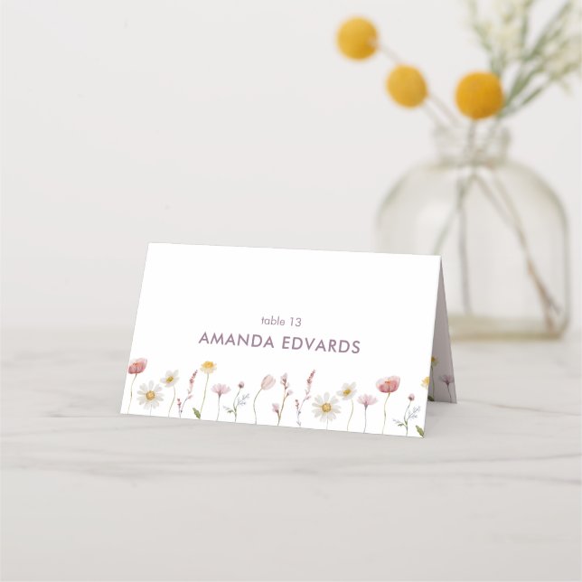 Elegant Floral Place Card (Front)