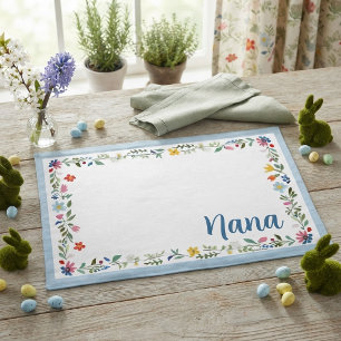 Elegant Floral Placemat - Light Blue