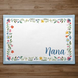 Elegant Floral Placemat - Light Blue