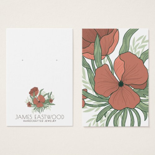 Elegant Floral Poppy Earring Display Card