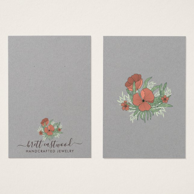 Elegant Floral Poppy Earring Necklace Kraft (Front & Back)