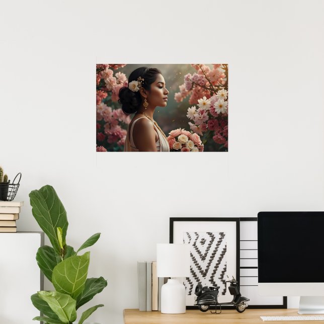 Elegant Floral Portrait Wall Art (Home Office)
