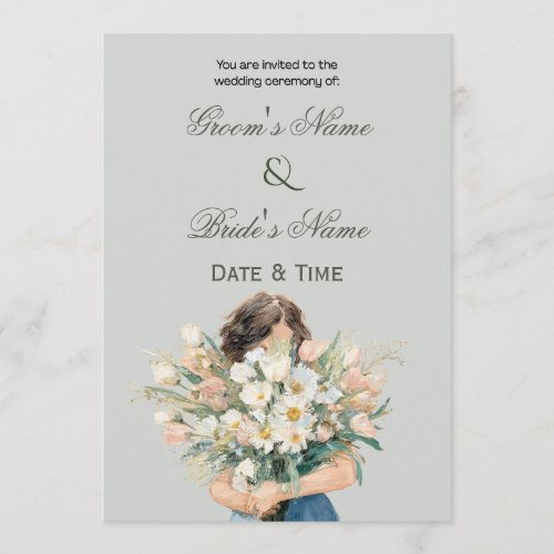 Elegant Floral Portrait Wedding Invitation