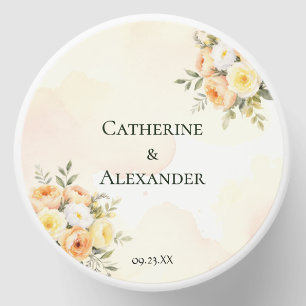 Elegant Floral Pretty Peach Watercolor Wedding Mini Candle Favors