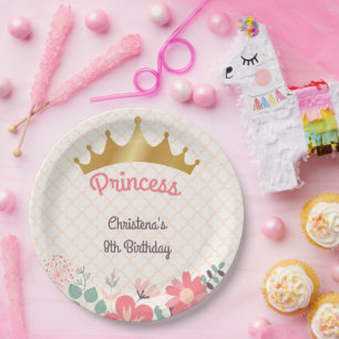 Elegant Floral Princess Personalized Birthday  Paper Plates
