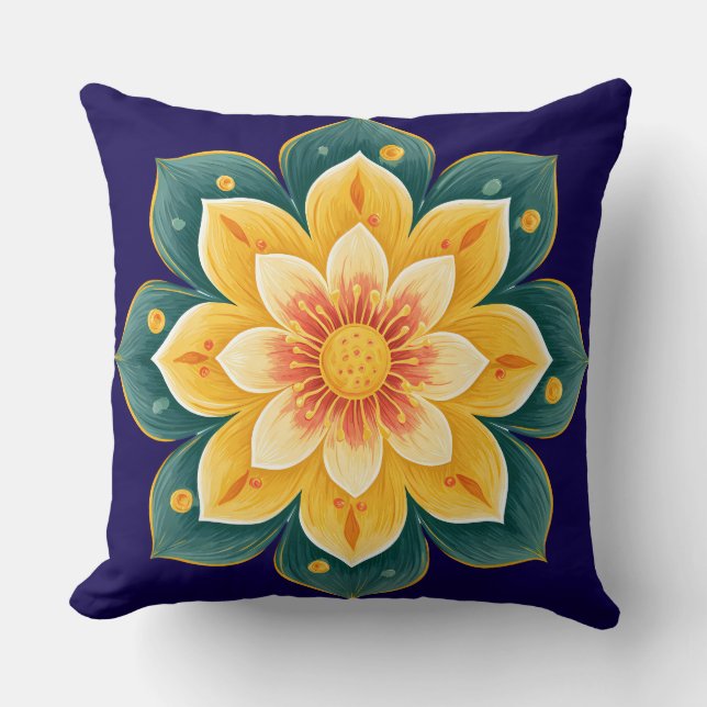 Elegant Floral Print Decorative Pillow (Front)