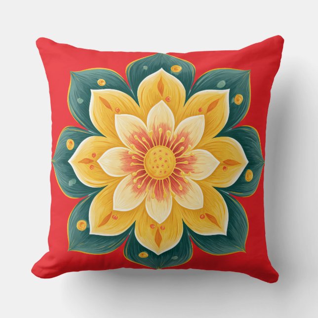 Elegant Floral Print Decorative Pillow (Front)