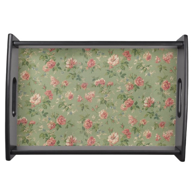Elegant Floral Print Serving Tray (Front)