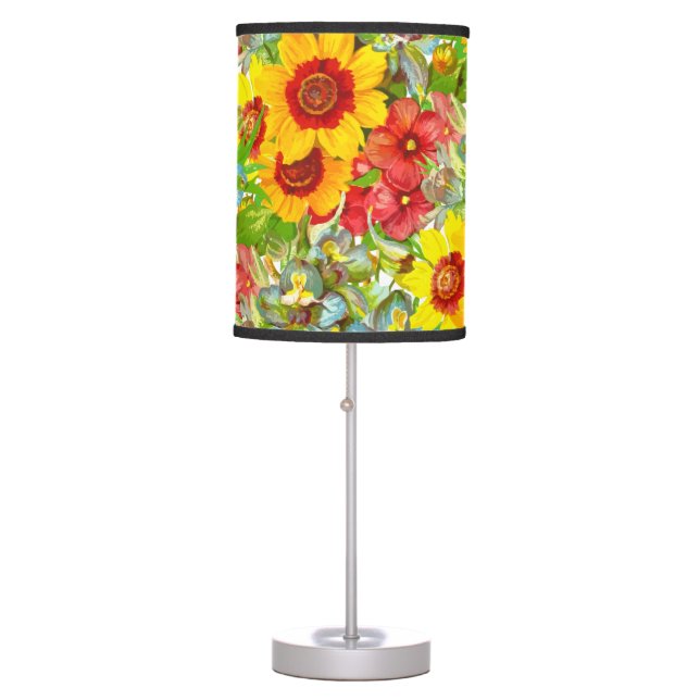 Elegant  Floral Print  Table Lamp (Front)