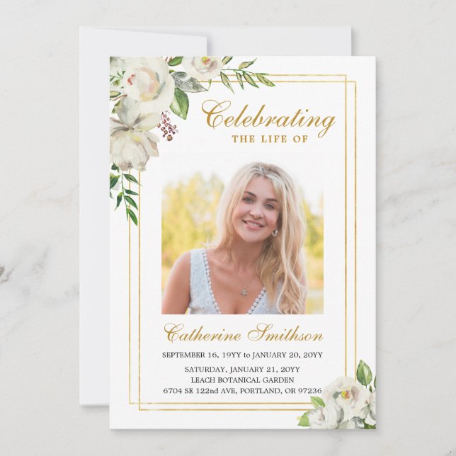 Elegant Floral Printable Funeral Program (Front)