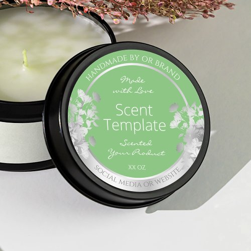Elegant Floral Product Label Sage Green and Silver