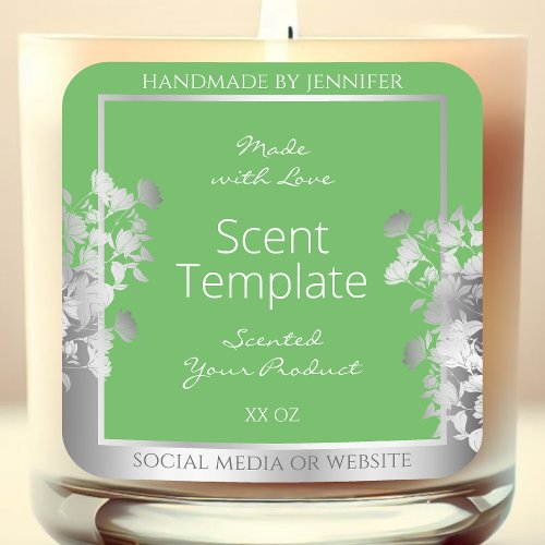 Elegant Floral Product Label Sage Green and Silver