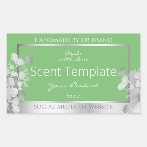 Elegant Floral Product Label Sage Green and Silver