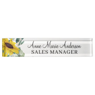 Elegant Floral Professional Name  Desk Name Plate
