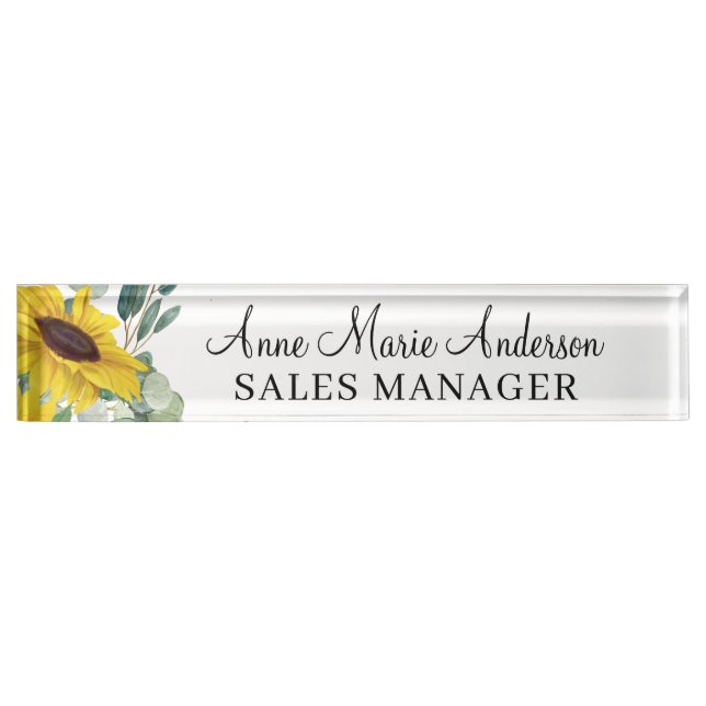 Elegant Floral Professional Name  Desk Name Plate (Front)