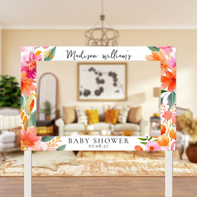 Elegant Floral Prop Baby Shower Selfie Photo Frame Foam Board (Creator Uploaded)