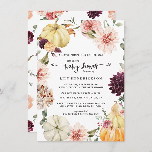 Elegant Floral Pumpkin | Autumn Baby Shower (Front/Back)