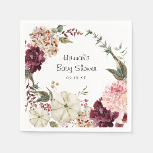 Elegant Floral Pumpkin Baby Shower Napkins