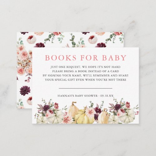 Elegant Floral Pumpkin  Book Request  Enclosure Card