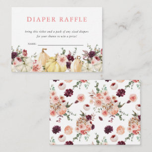Elegant Floral Pumpkin Diaper Raffle Enclosure Card