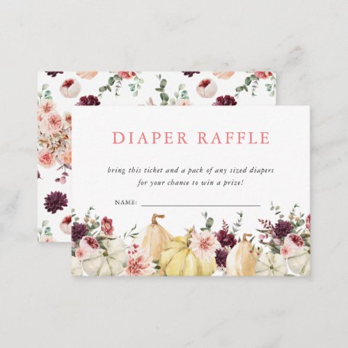 Elegant Floral Pumpkin  Diaper Raffle  Enclosure Card