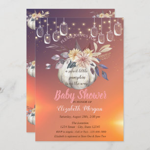 Elegant Floral Pumpkin,Lights, Baby Shower Invitation