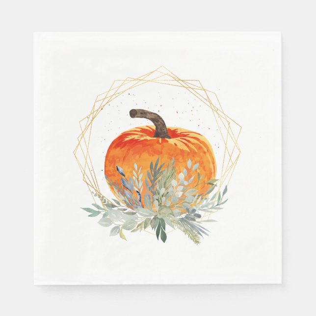 Elegant Floral Pumpkin Napkins (Front)