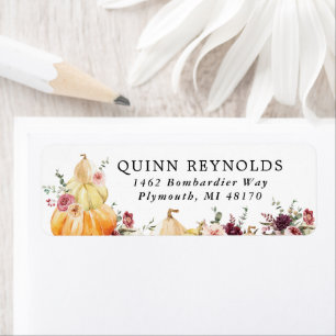 Elegant Floral Pumpkin Return Address Label