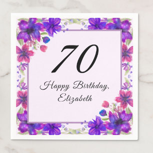 Elegant Floral Purple 70th Birthday  Napkins