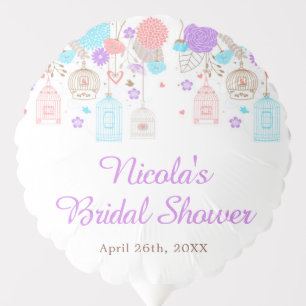 Elegant Floral Purple and Blue Bridal Shower Balloon