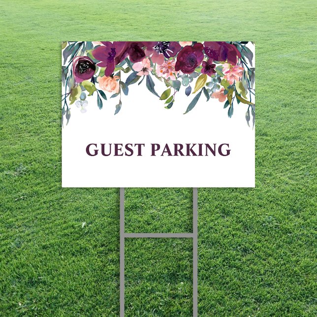 Elegant Floral | Purple Garland Guest Parking Sign (Creator Uploaded)