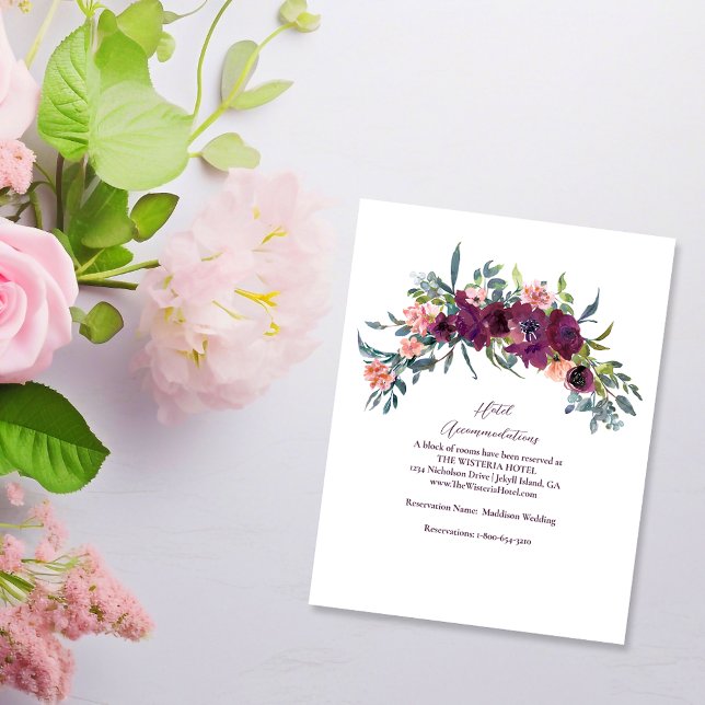 Elegant Floral | Purple Garland Wedding Detail Enclosure Card (Creator Uploaded)