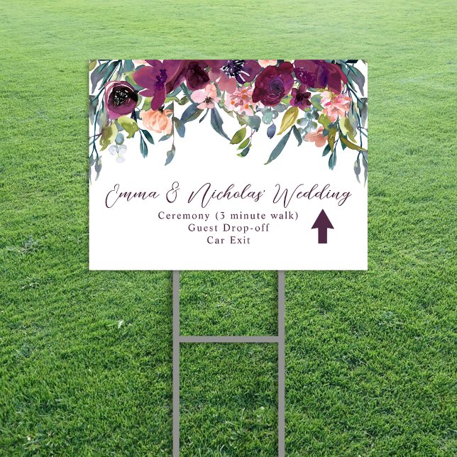 Elegant Floral | Purple Garland Wedding Direction Sign (Creator Uploaded)
