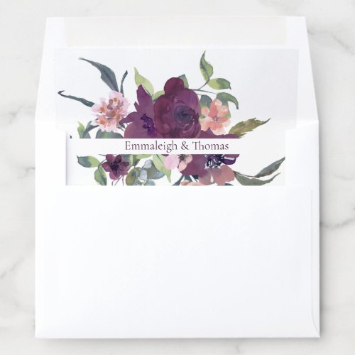 Elegant Floral  Purple Garland Wedding Envelope Liner