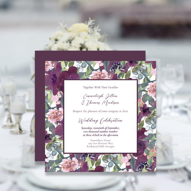 Elegant Floral | Purple Garland Wedding Invitation (Creator Uploaded)