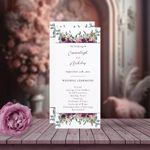 Elegant Floral Purple Garland Wedding Program