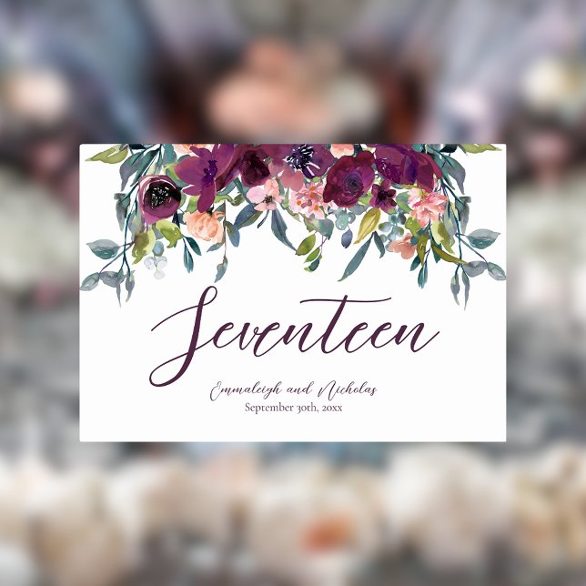 Elegant Floral | Purple Garland Wedding Table Number (Creator Uploaded)