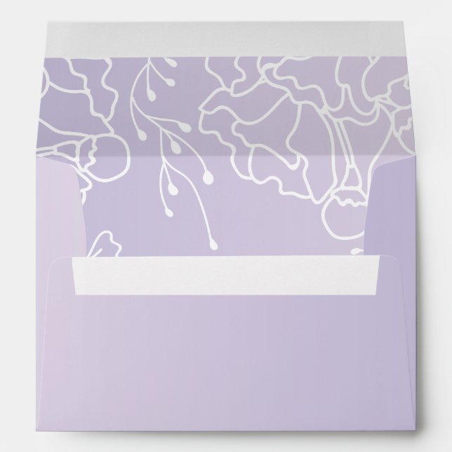 Elegant Floral Purple Minimalist Wedding Envelope (Back (Bottom))