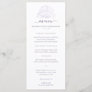 Elegant Floral Purple Minimalist Wedding Menu