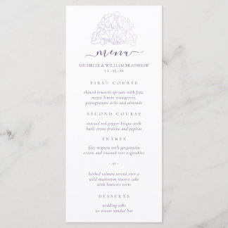 Elegant Floral Purple Minimalist Wedding Menu