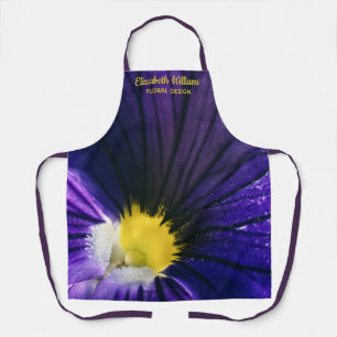 Elegant floral Purple pansy macro photograph Apron