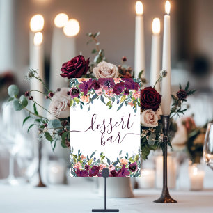 Elegant Floral Purple Pink Garland Dessert Bar Table Number
