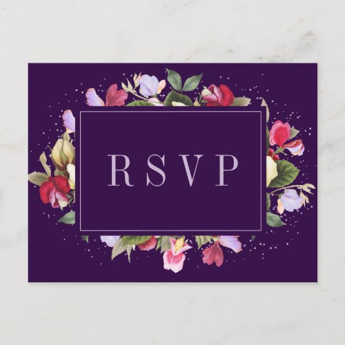 Elegant Floral Purple Pink Lilac Wedding RSVP Postcard